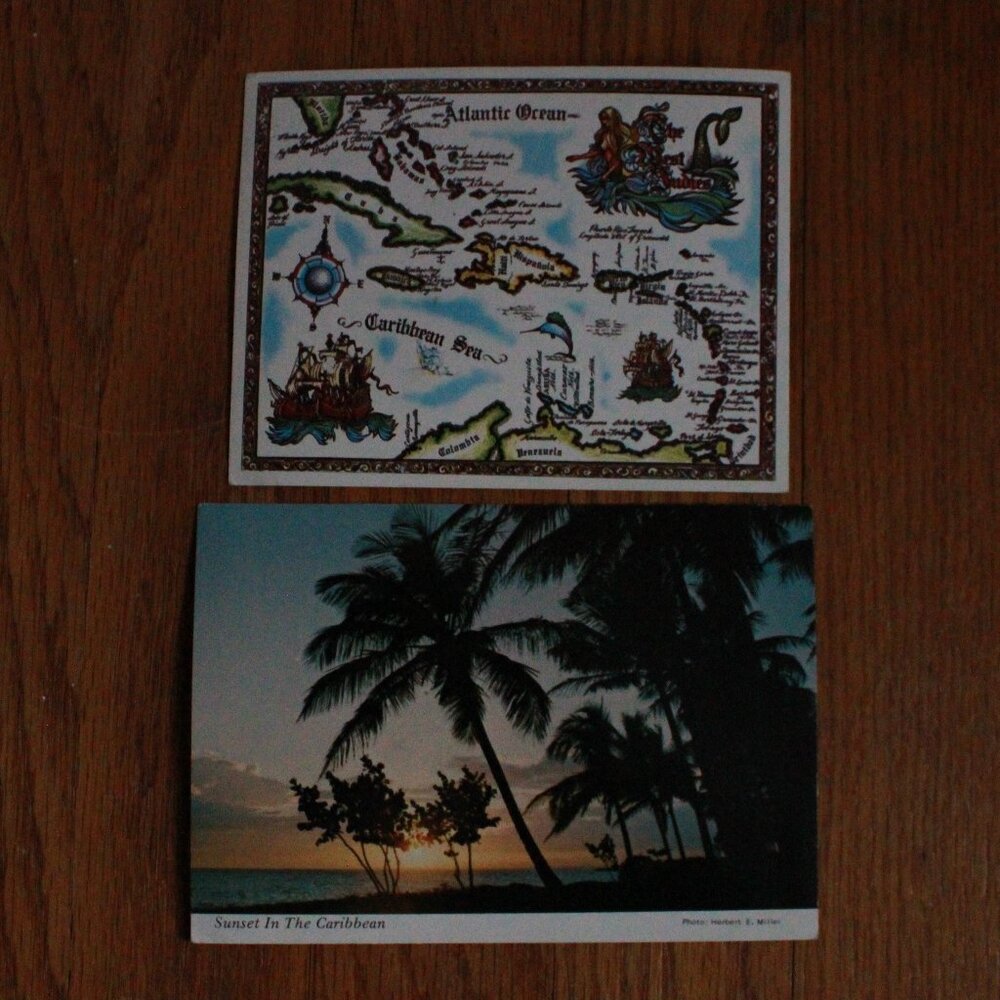 Vintage Pair of Caribbean Souvenir Postcards